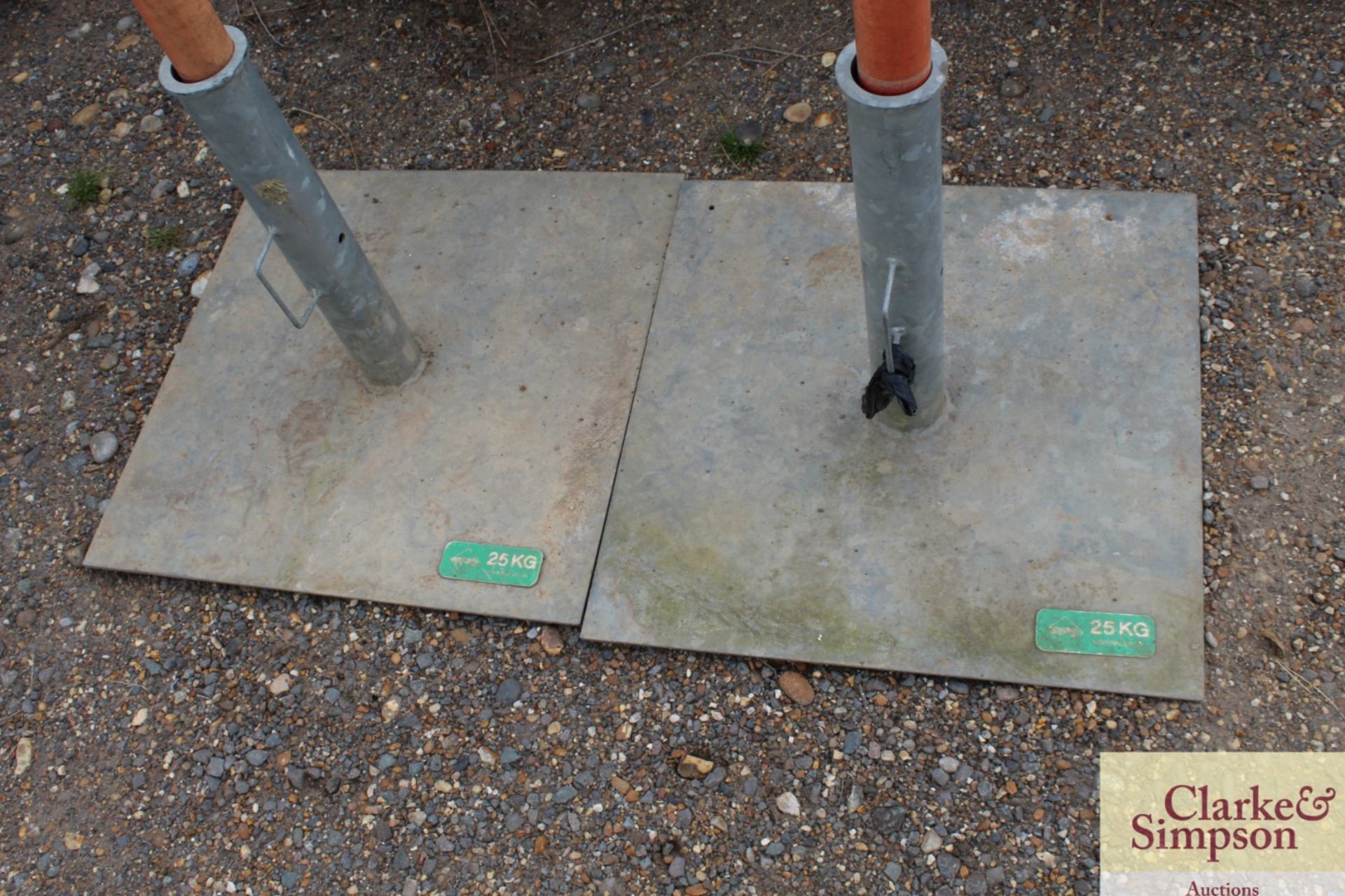 2x adjustable warning tape poles. With bases. - Image 3 of 5