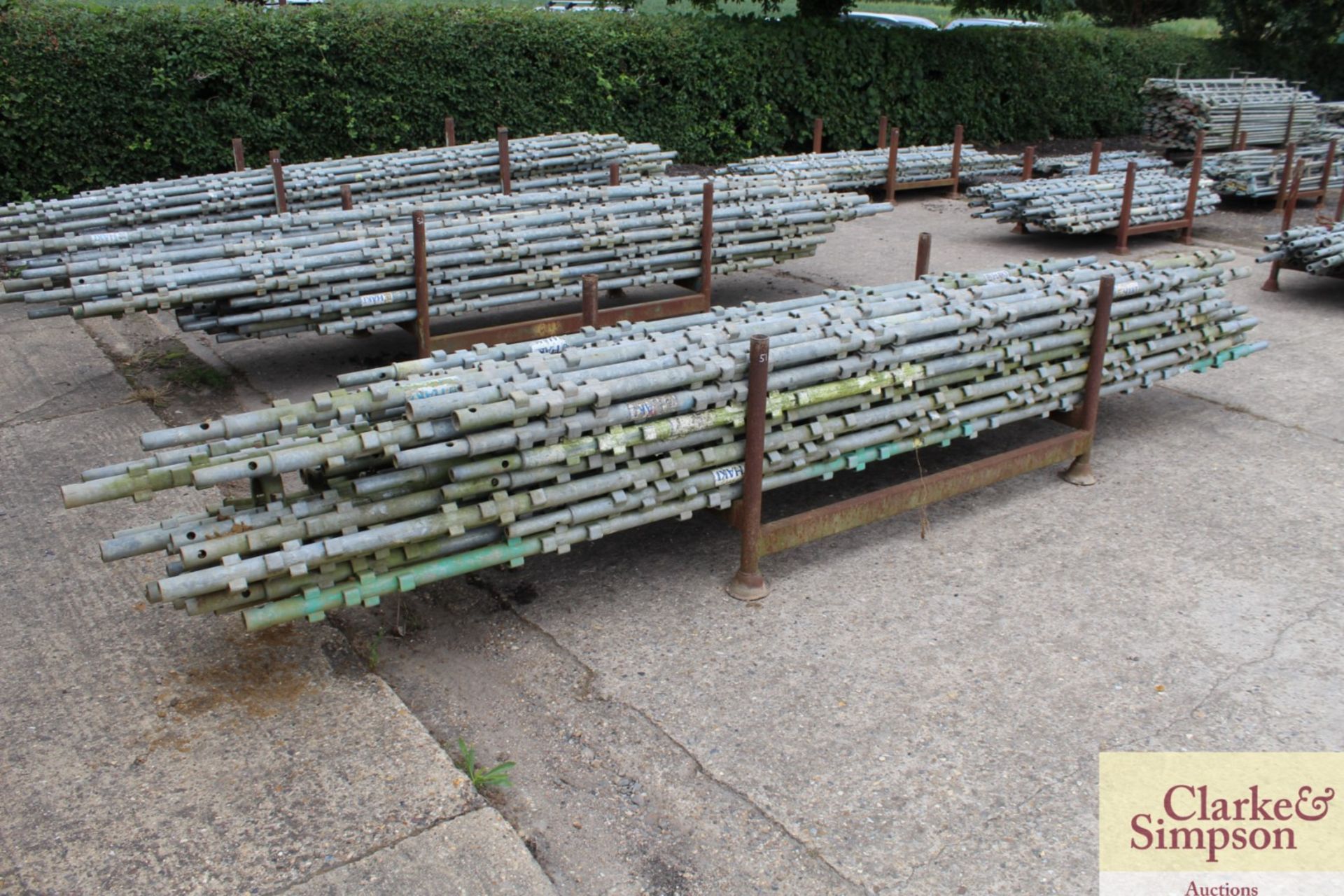 Stillage of Haki Scaffolding Standard S uprights. Mainly 3m & 4m.