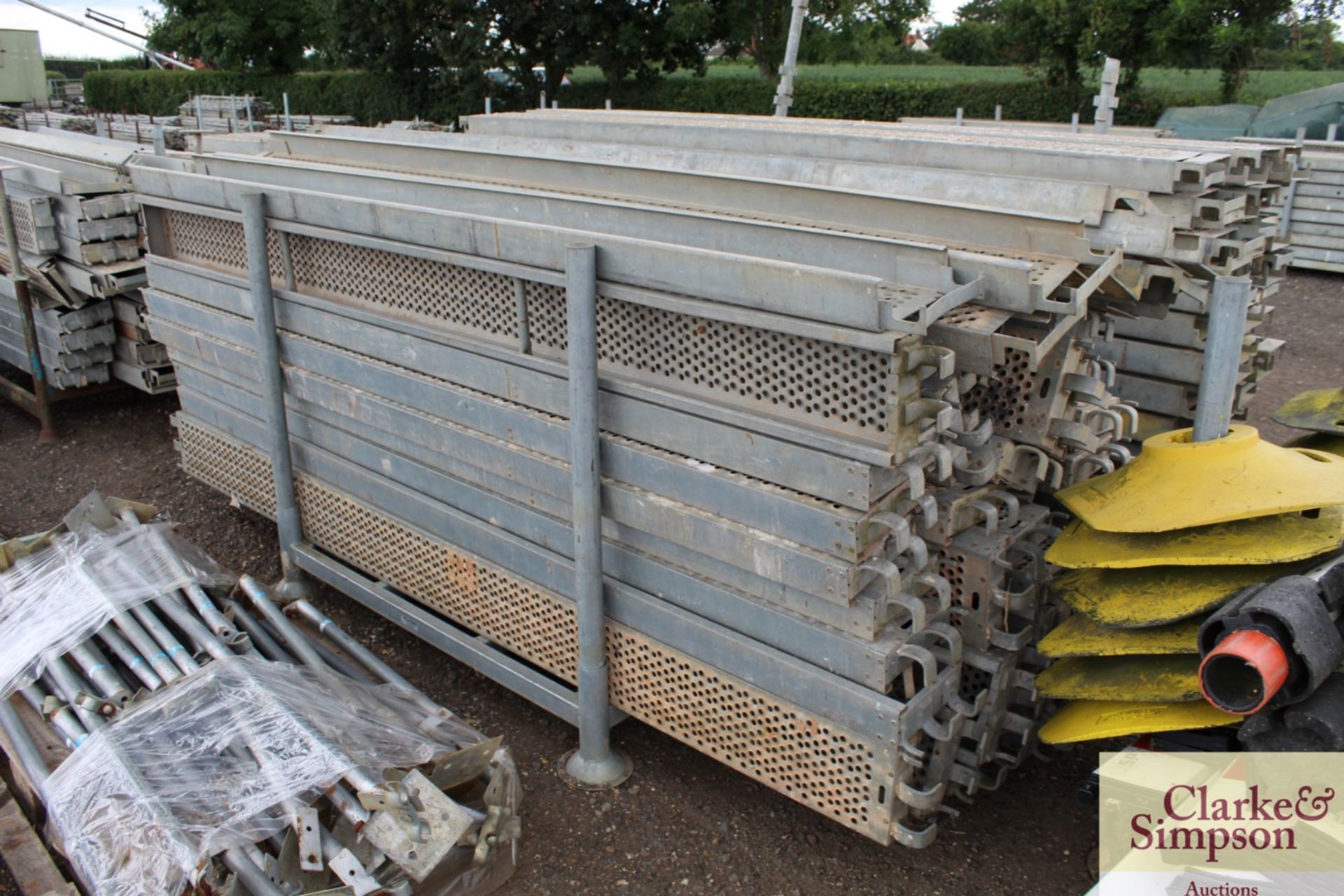 Stillage of Haki Scaffolding Steel Planks. Mainly 3050.