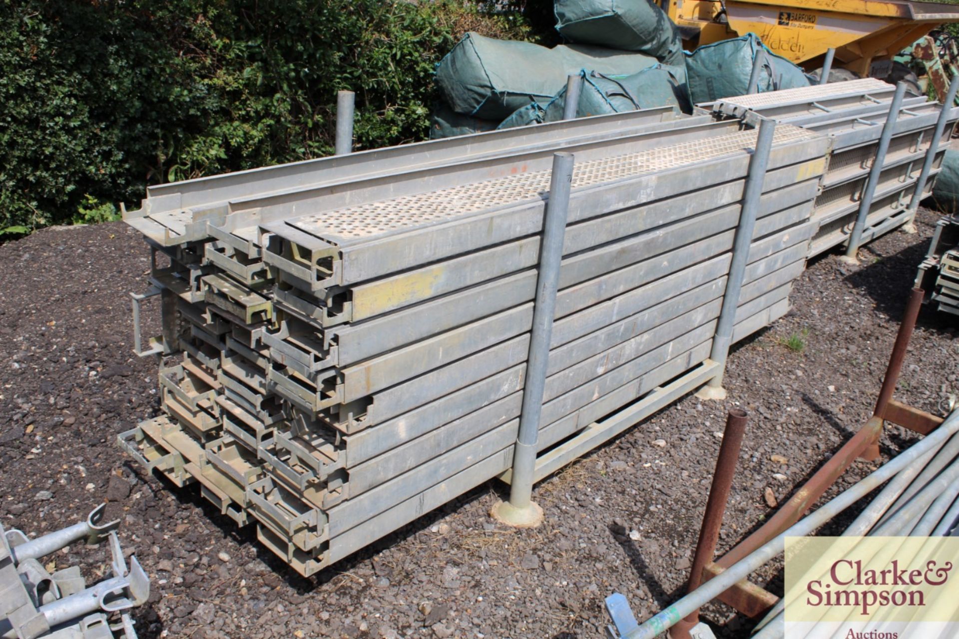 Stillage of Haki Scaffolding Steel Planks. Mainly 3050.