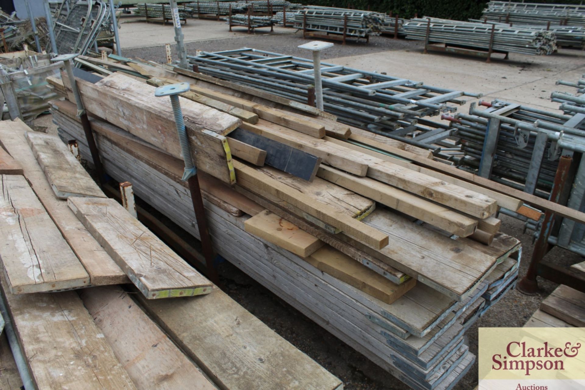 Stillage of scaffold boards and other timber. - Image 2 of 6