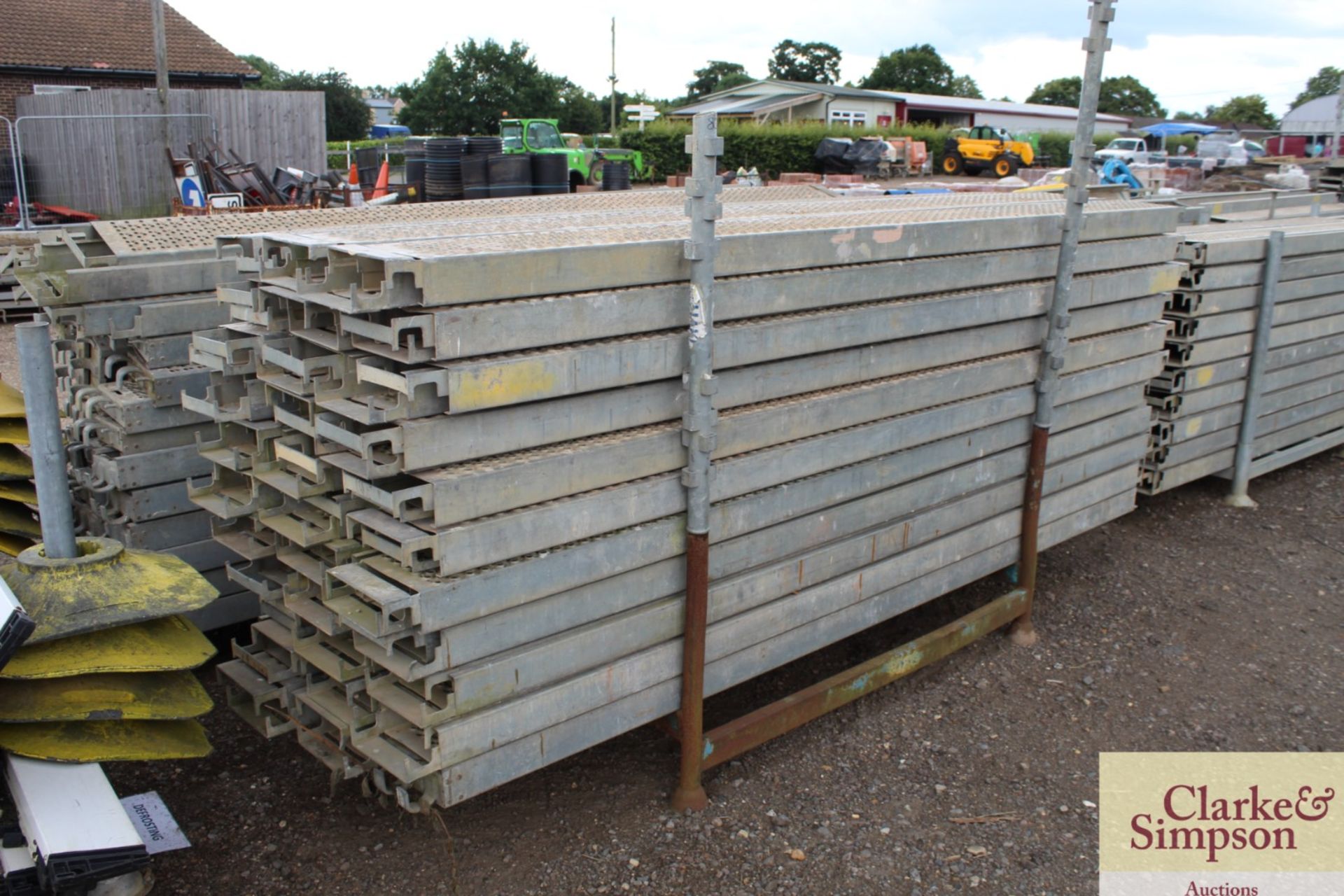Stillage of Haki Scaffolding Steel Planks. Mainly 3050.