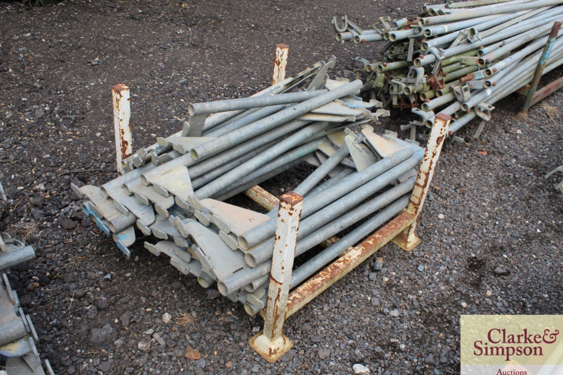 Stillage of Haki Scaffolding Single Tube Beams. Mainly 1010.