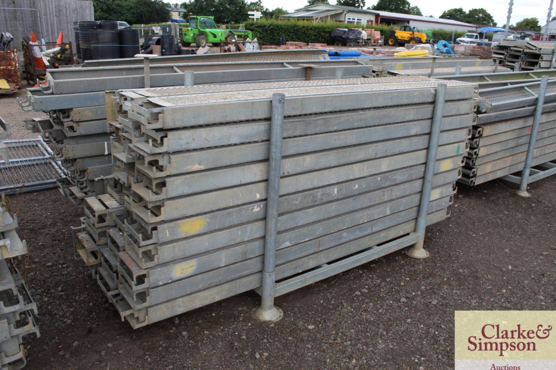 Stillage of Haki Scaffolding Steel Planks. Mainly 2500.