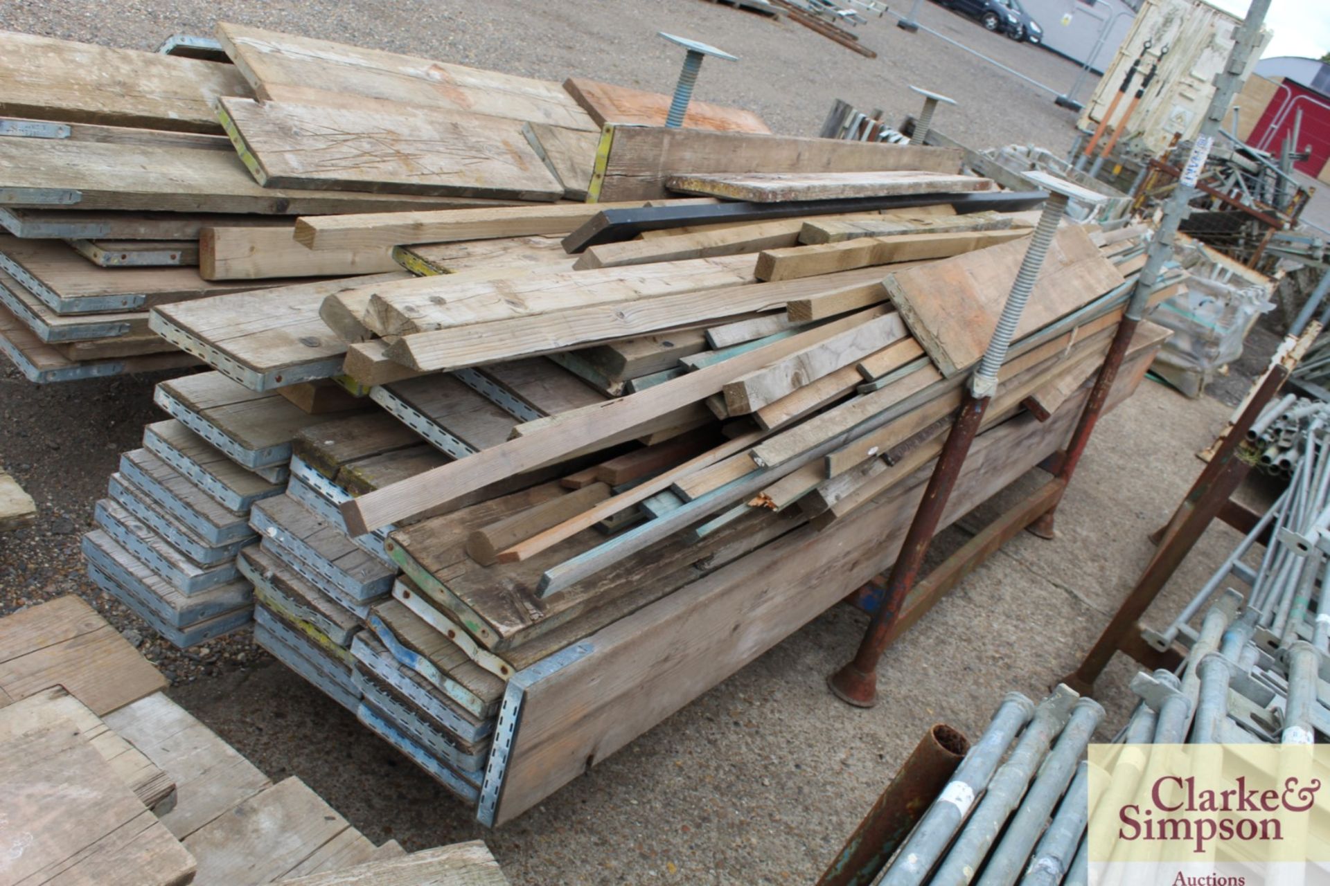 Stillage of scaffold boards and other timber. - Image 3 of 6