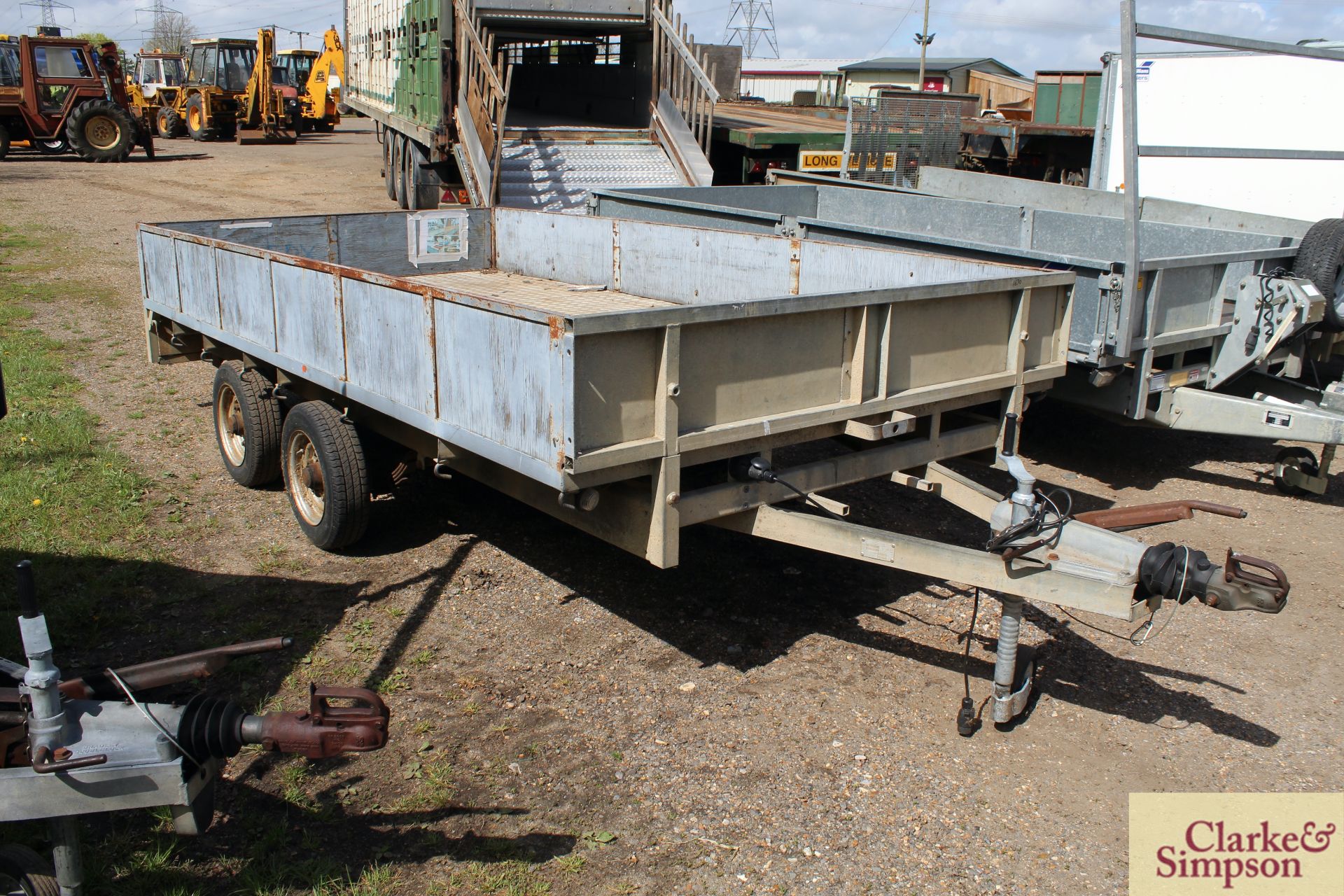 Ifor Williams DP120G 12ft x 6ft6in twin axle trailer. Serial number 68578. With fixed sides and