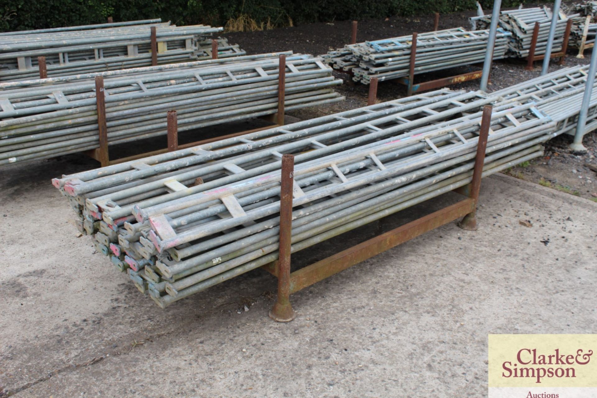 Stillage of Haki Scaffolding Ledger Beams. Mainly 3050.