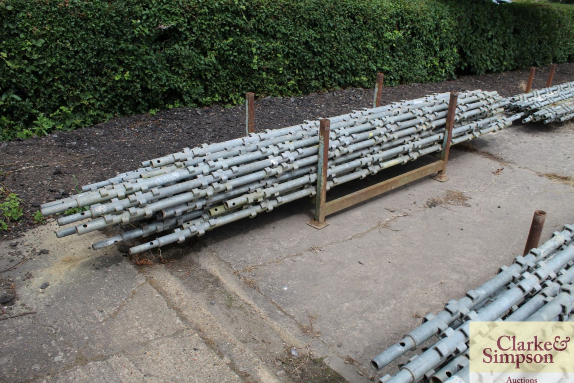 Stillage of Haki Scaffolding Standard S uprights. Mainly 3m & 4m.