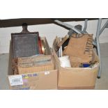 Two boxes of miscellaneous metalware, advertising