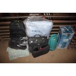 A quantity of various bags, curtains, Bosch pressu