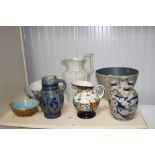 A quantity of various jugs; bowls and vases to inc