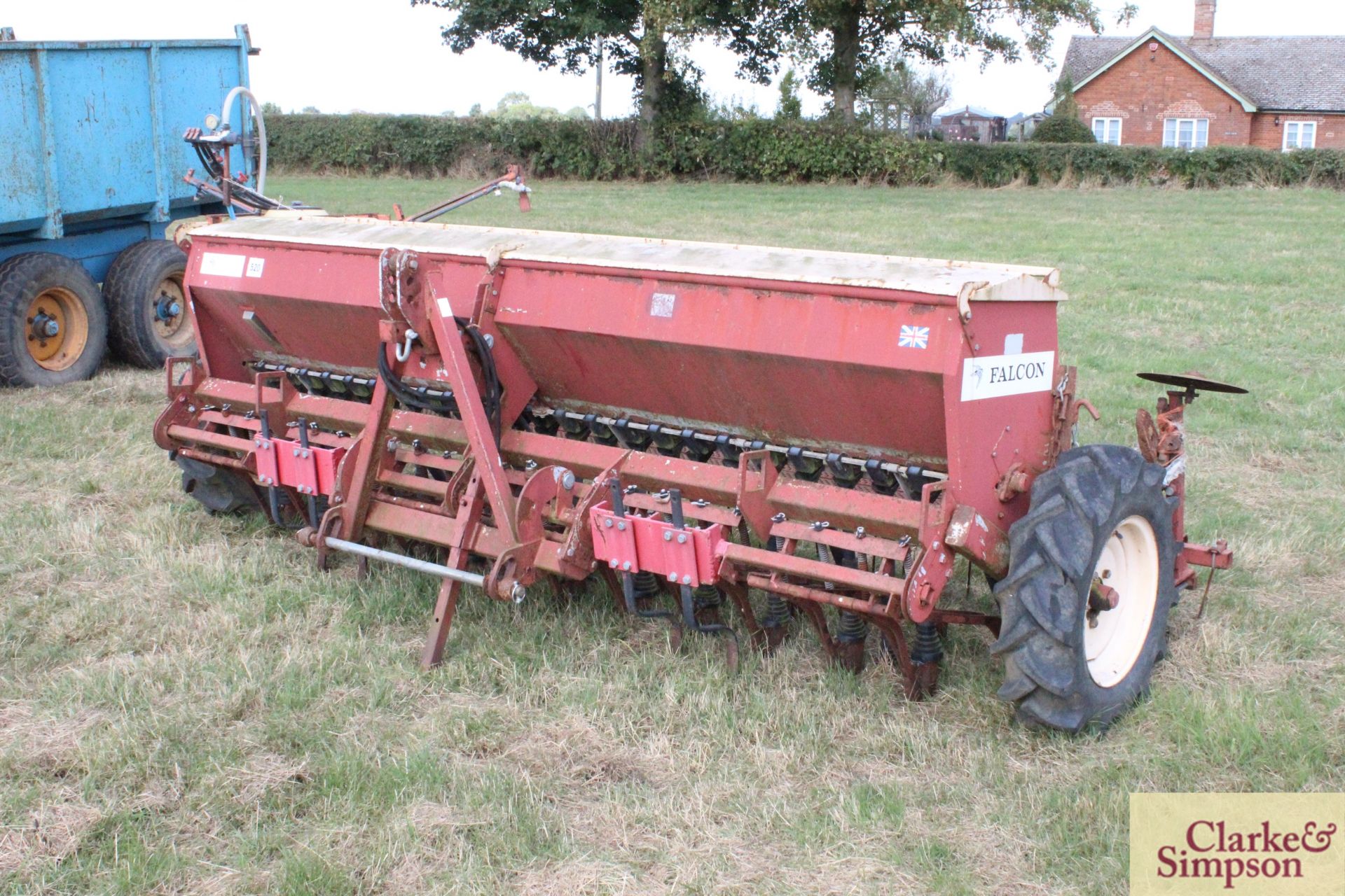 Falcon 3m mounted drill. With Suffolk coulters, covering harrow, bout markers and wheel track - Image 2 of 14