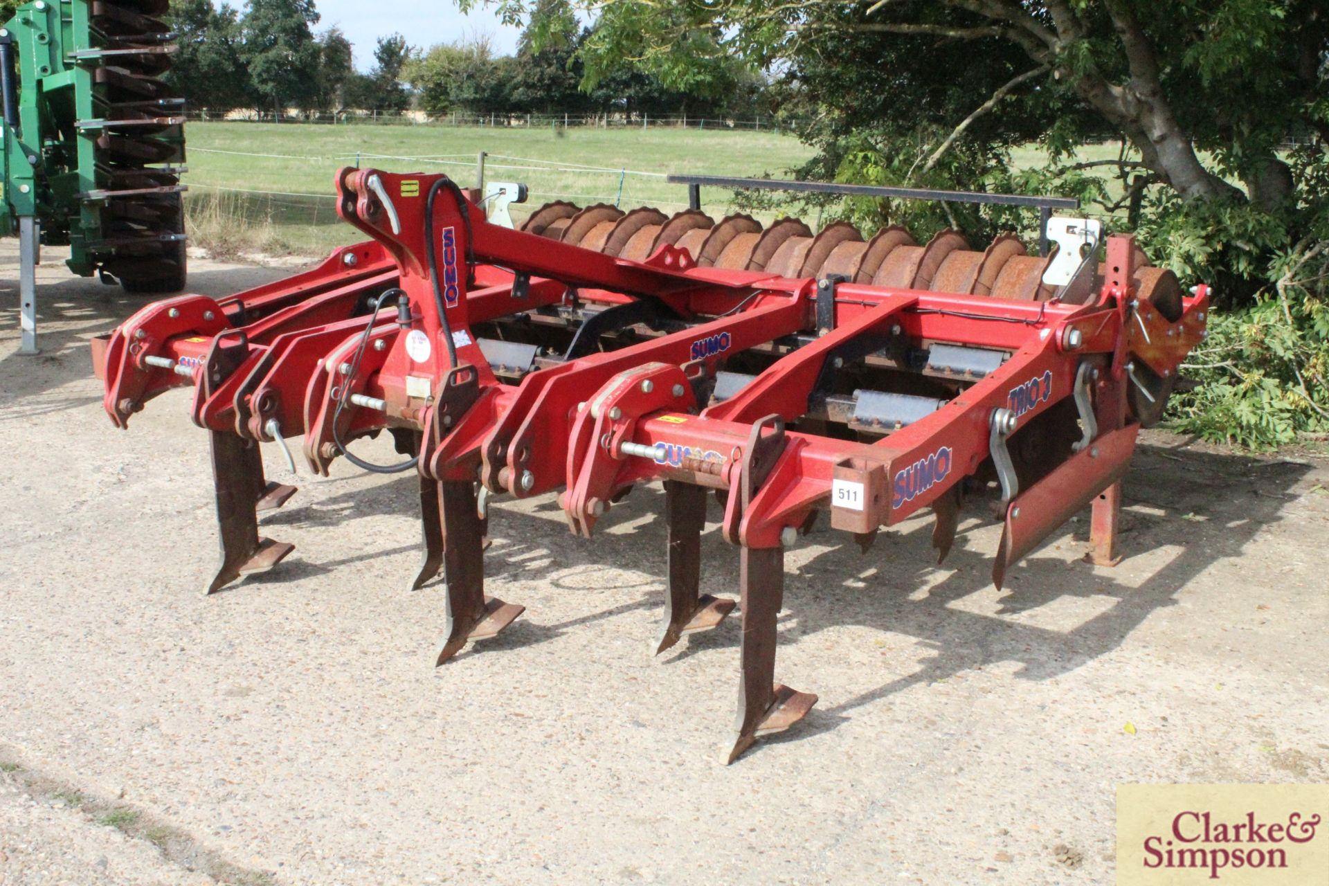 Sumo Trio 3 3m mounted cultivator 2012. Serial number 11626. With six Metcalfe low disturbance legs, - Image 2 of 21
