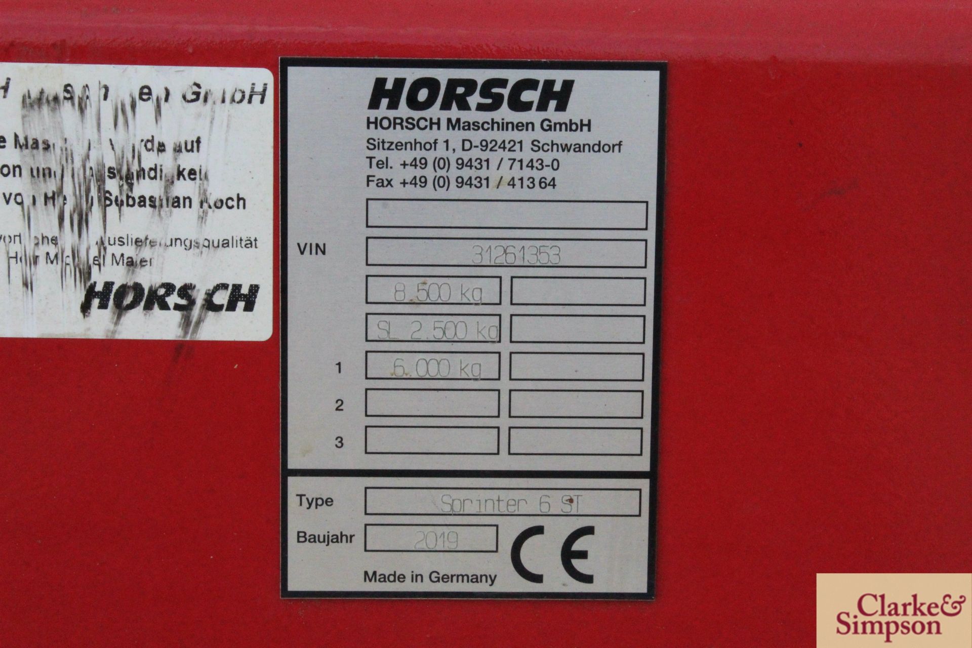 Horsch Sprinter 6ST 6m hydraulic folding trailed drill. 2019. Serial number 31261353. Grain and - Image 52 of 58