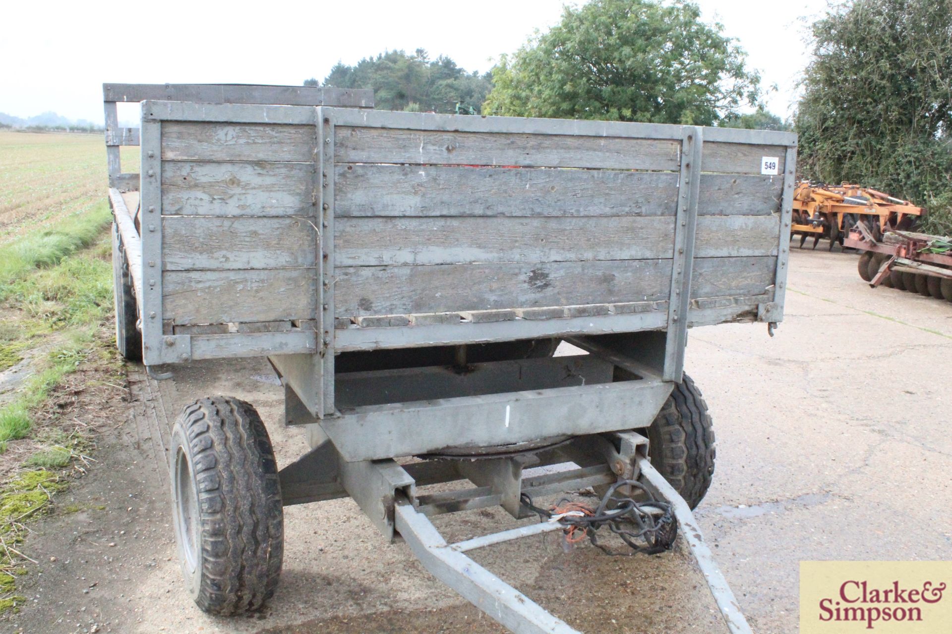 Farm made 16ft four-wheel turntable flatbed trailer. - Image 6 of 12