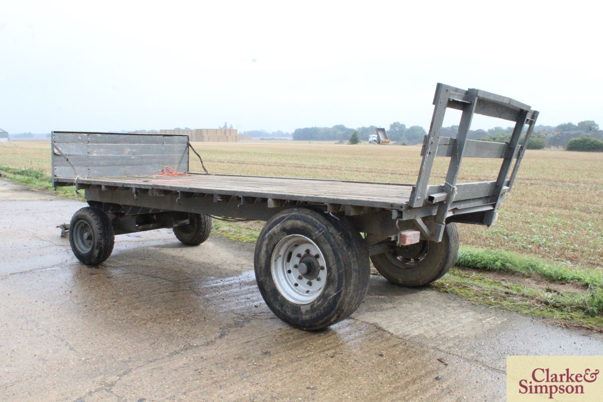 Farm made 16ft four-wheel turntable flatbed trailer. - Image 2 of 12