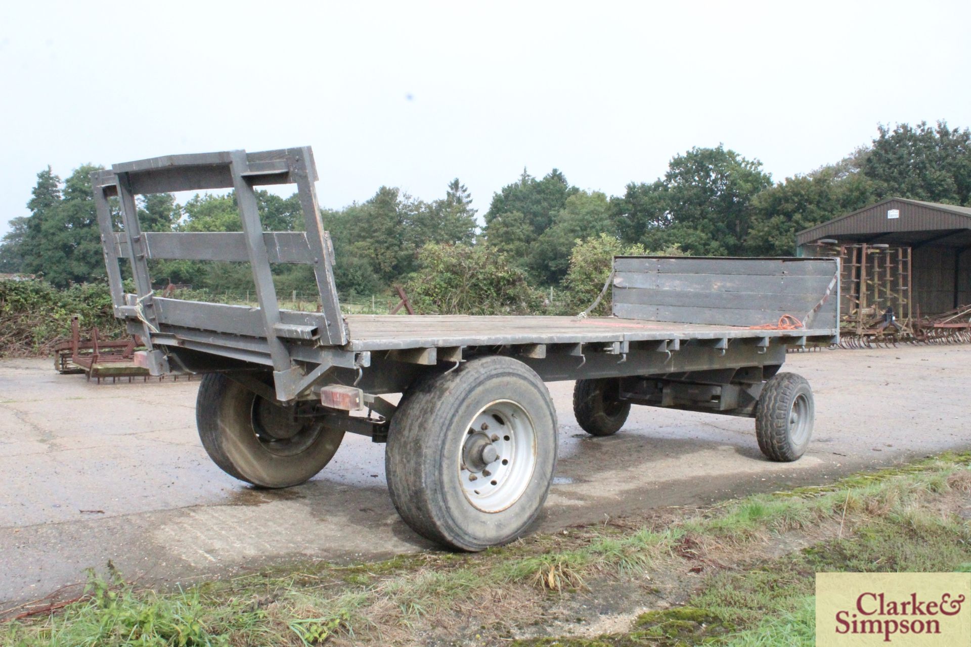 Farm made 16ft four-wheel turntable flatbed trailer. - Image 3 of 12
