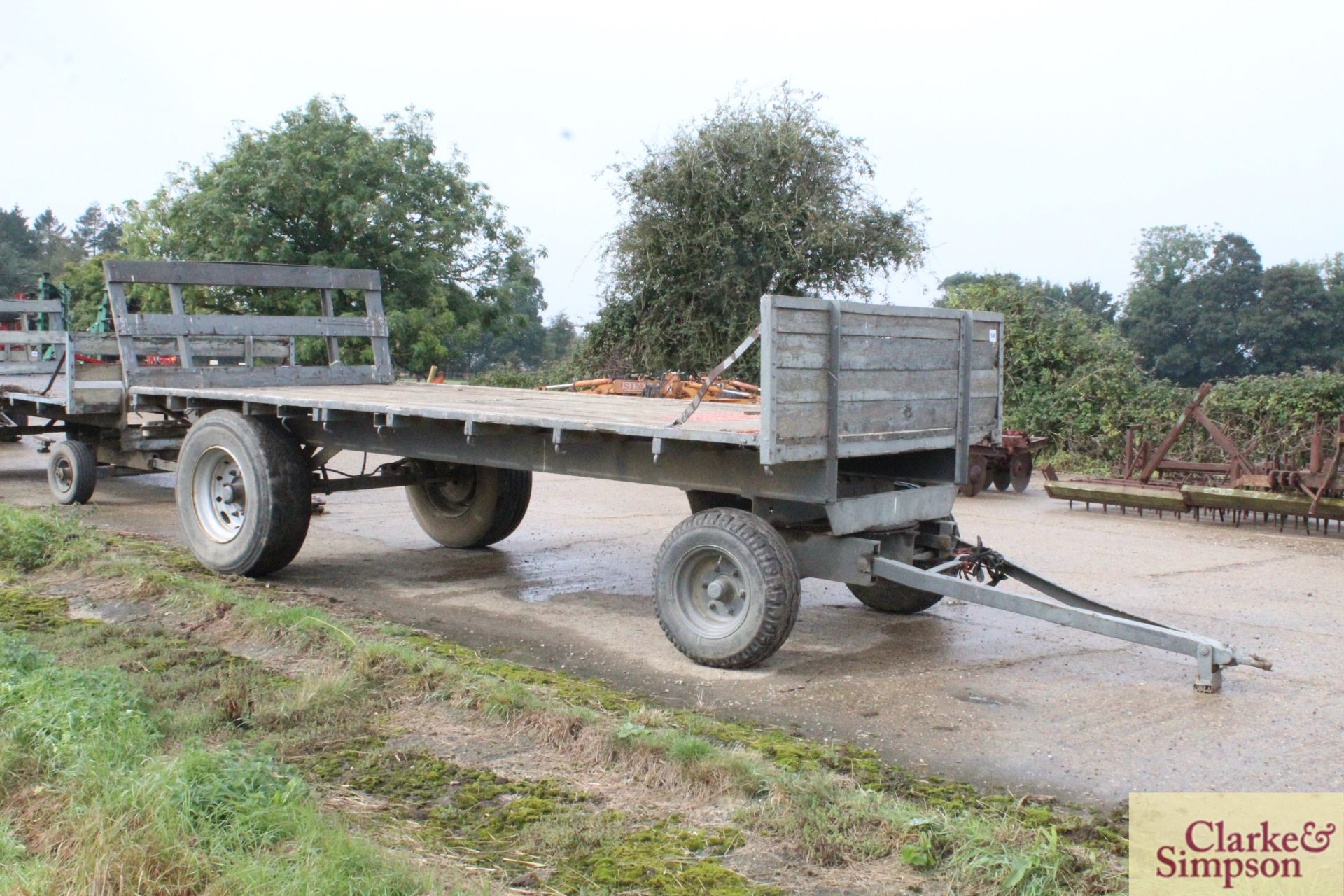 Farm made 16ft four-wheel turntable flatbed trailer. - Image 4 of 12