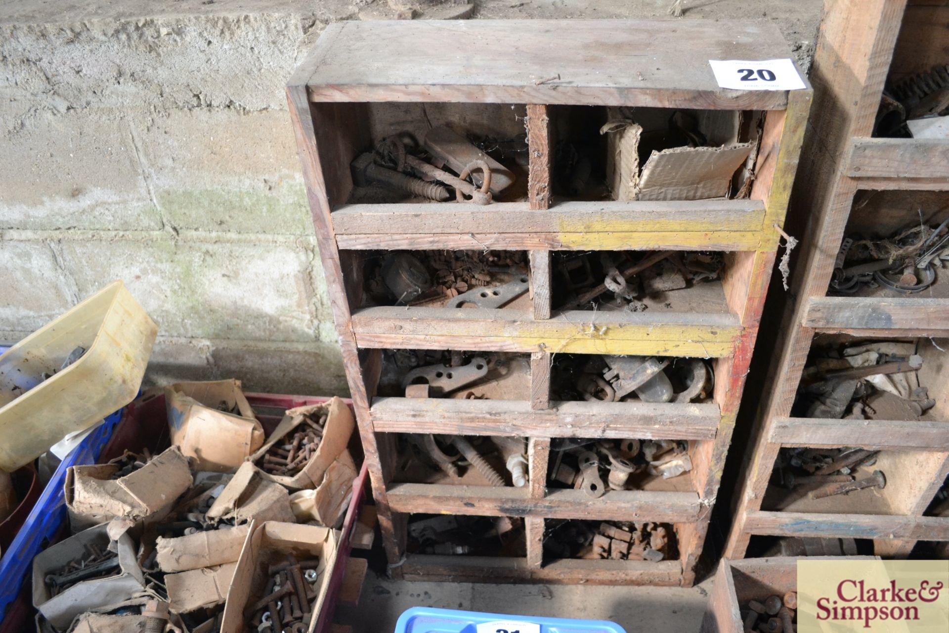 2x wooden storage units with contents of fasteners. - Image 2 of 3