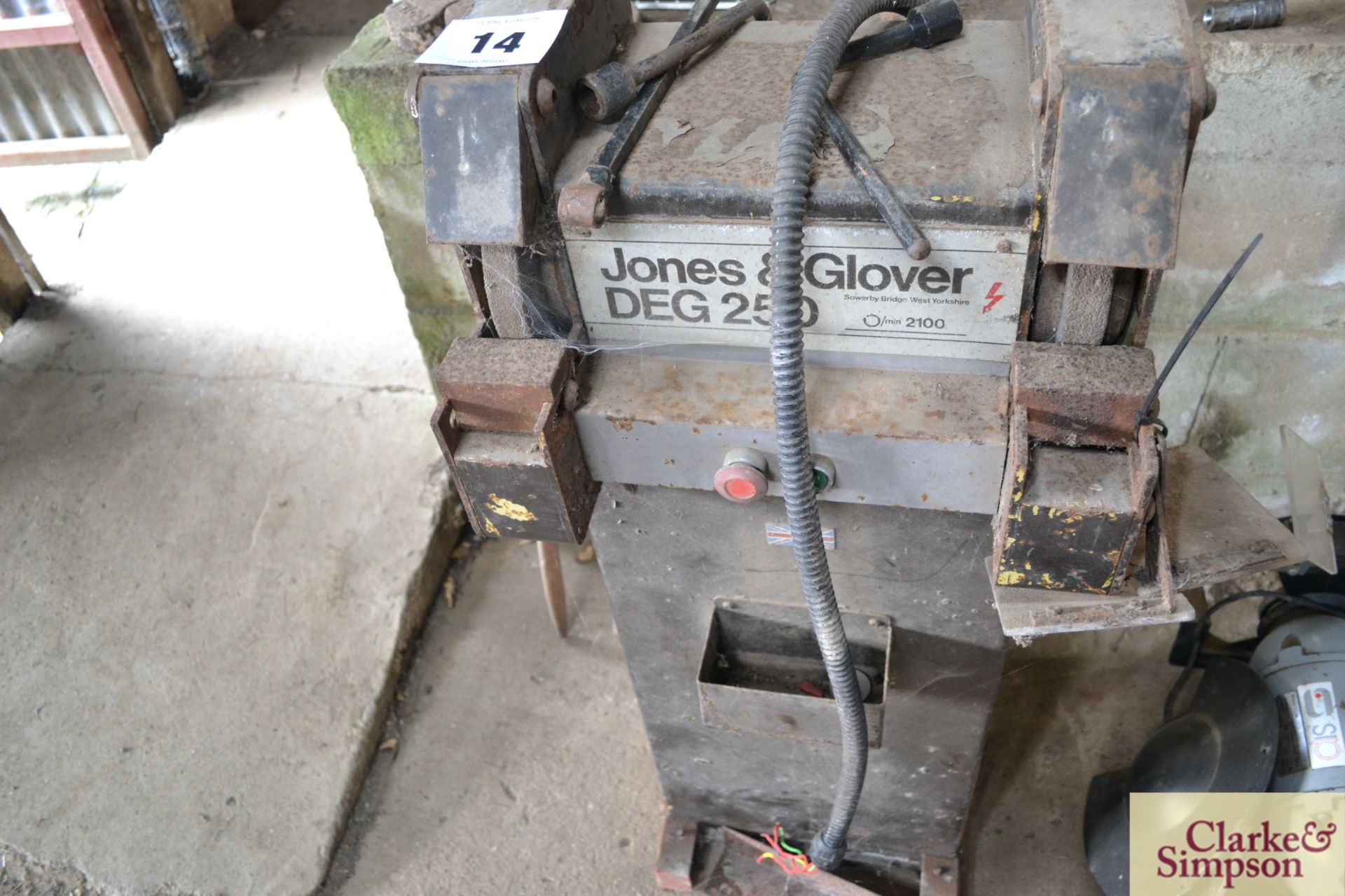 Jones & Clover pedestal bench grinder. - Image 3 of 4