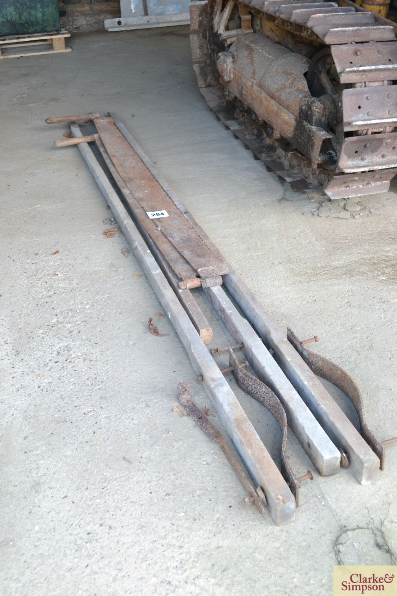 Hay sweep tines & 2x cross cut saws.