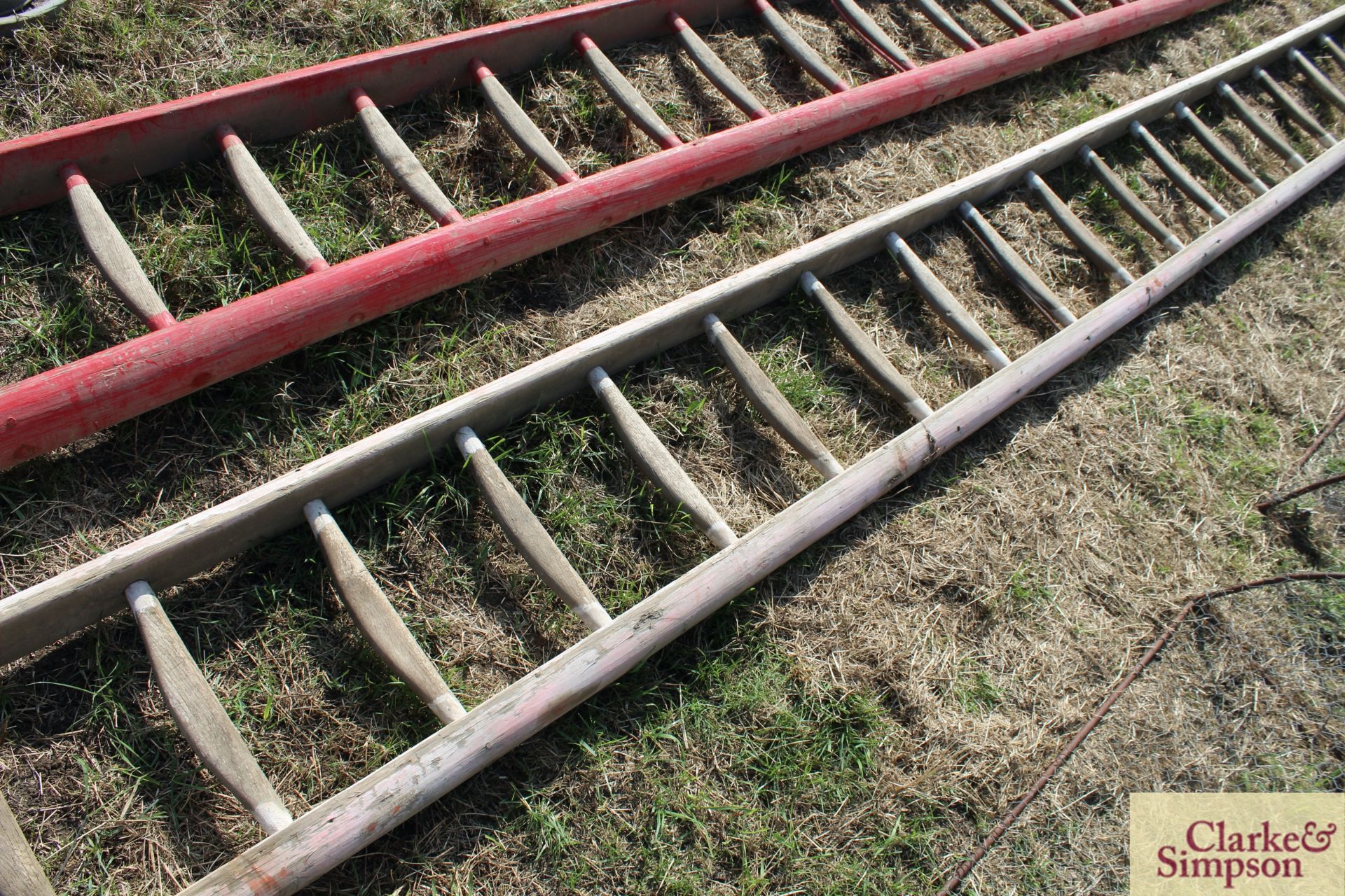 Large wooden thatchers ladder. - Image 3 of 6