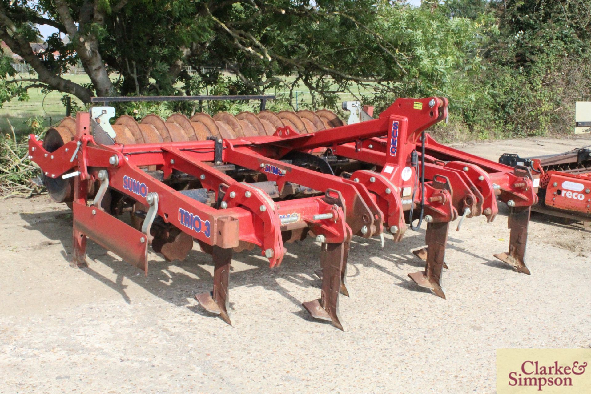 Sumo Trio 3 3m mounted cultivator 2012. Serial number 11626. With six Metcalfe low disturbance legs,