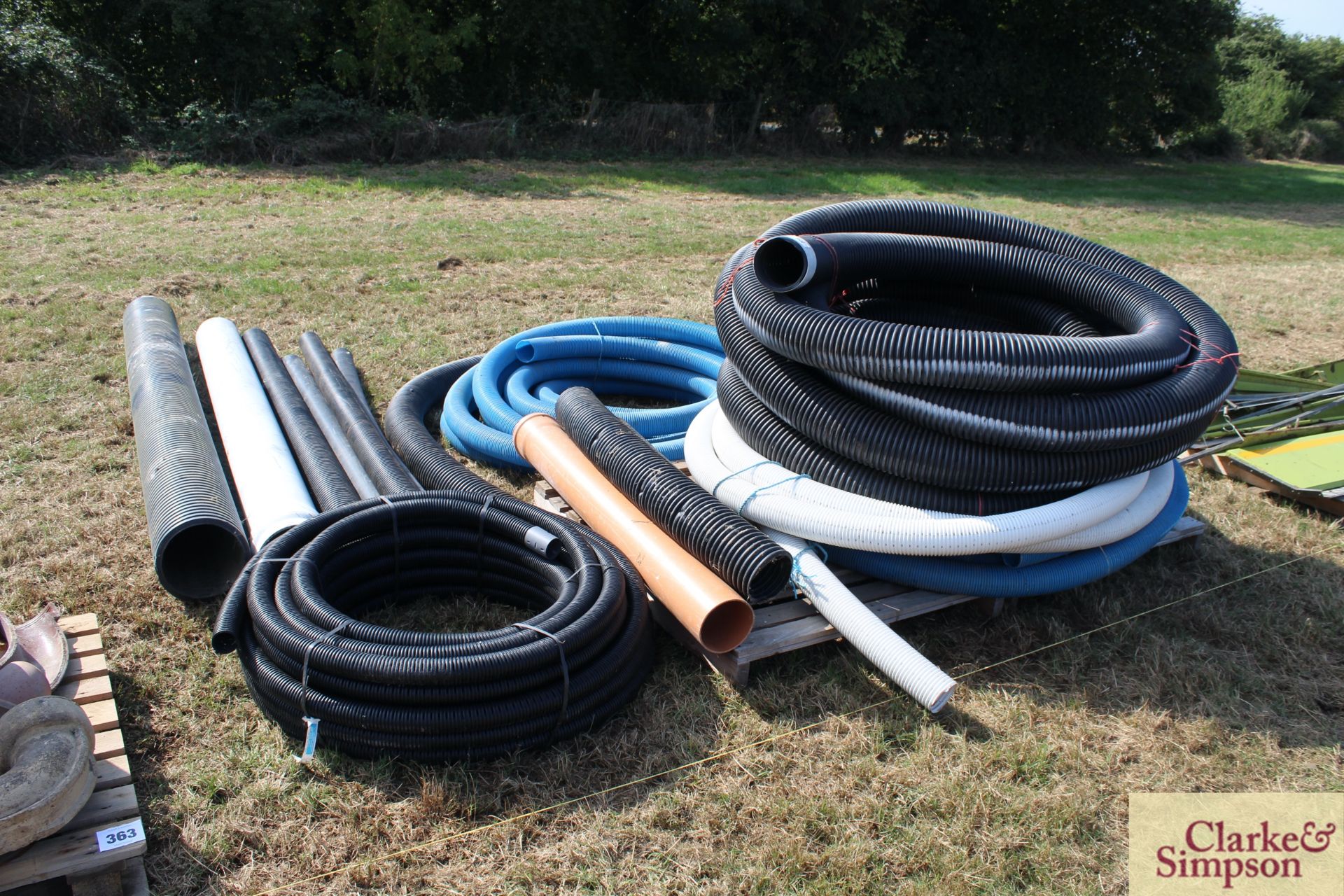 Large quantity of drainage pipe.