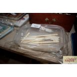 A collection of 19th Century ivory crochet hooks a