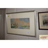 E C Pascoe, signed watercolour depicting windmills