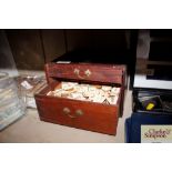 An Oriental games box and contents of counters, Ma