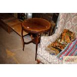 A mahogany chequer banded and inlaid side table