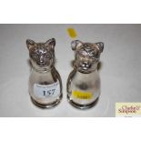 A pair of silver plated salt and pepperettes in th
