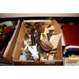 A box containing various silver plated cutlery, pi
