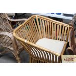 A cane arm chair