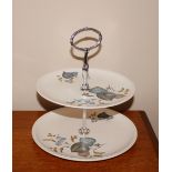 A Sylvac leaf decorated two tier cake stand