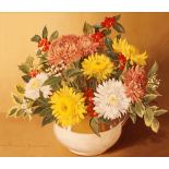 Pamela Davis, study of flowers in a jug, signed oil