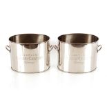 A pair of plated oval Champagne buckets, inscribed