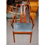 A set of six Nathan teak rail back dining chairs