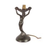 A Spelter Art Deco table lamp, in the form of a na