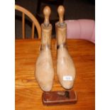 A pair of vintage wooden Heals boot trees; a l