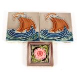 Three decorative 1930's wall tiles