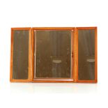 A teak triptych dressing table mirror