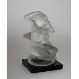 A Lalique style frosted glass ornament in the form