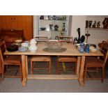 A Heals style limed oak refectory type dining tabl