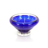 Anthony Stern, heavy blue glass bowl, having clear
