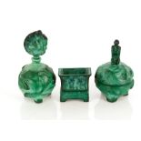 An Art Deco Malachite coloured glass scent bottle,