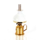 A Sorenson Denmark brass hand held oil lamp with w