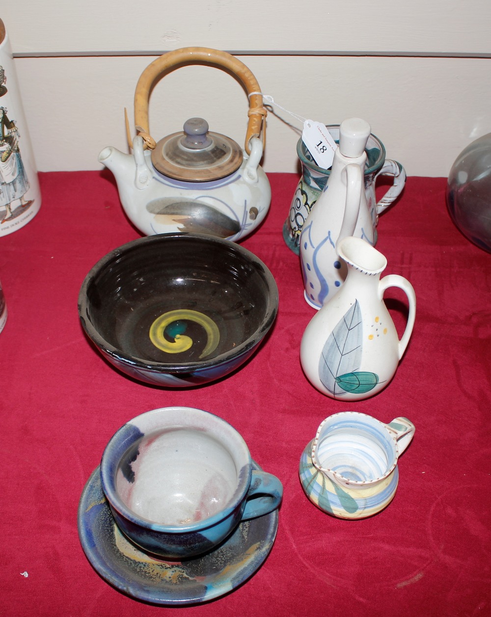 A small collection of hand painted Studio pottery,