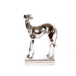 A large silvered greyhound figure, 46cm high